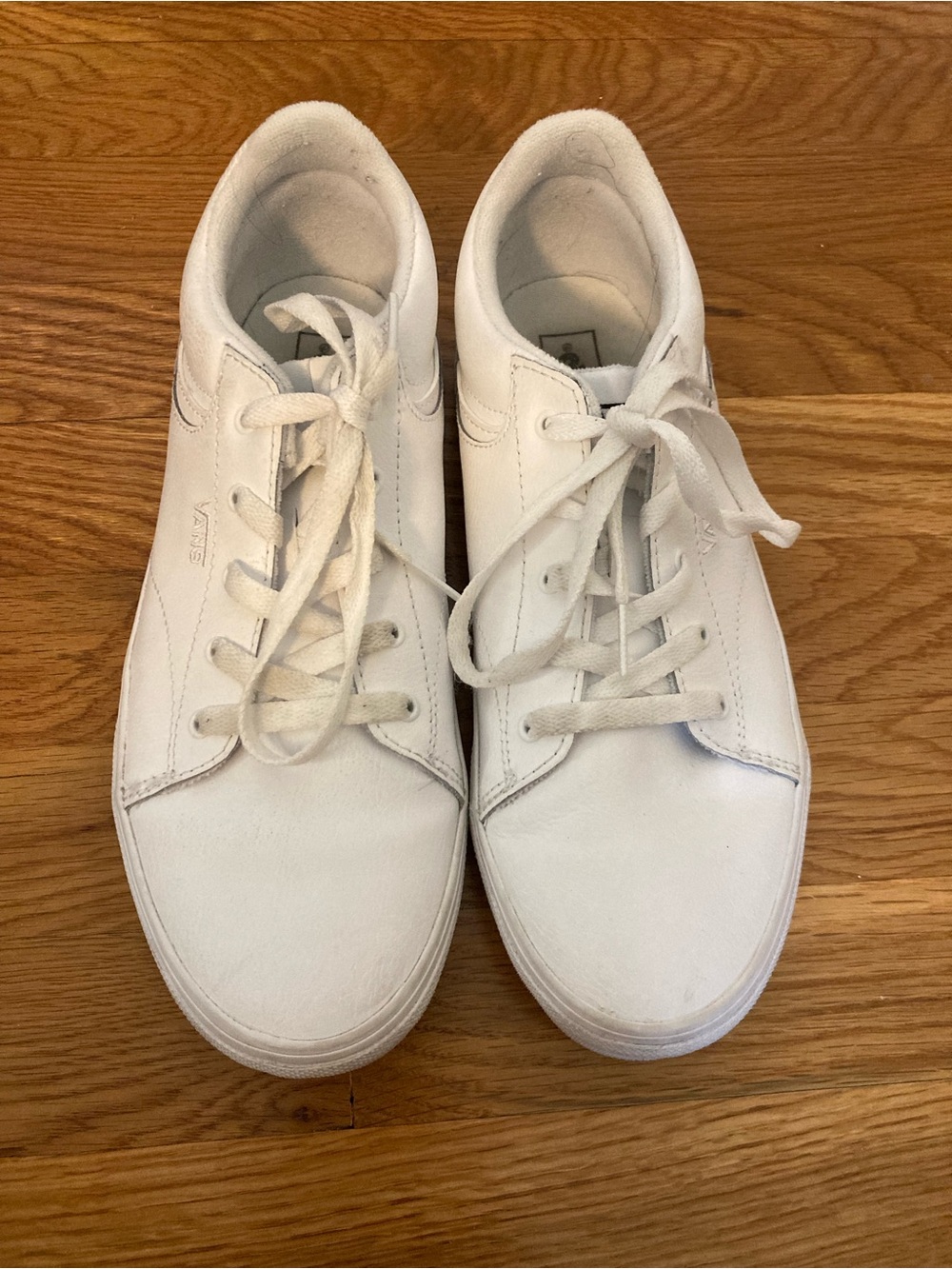 Vans Kids White Low-Top Leather Sneakers